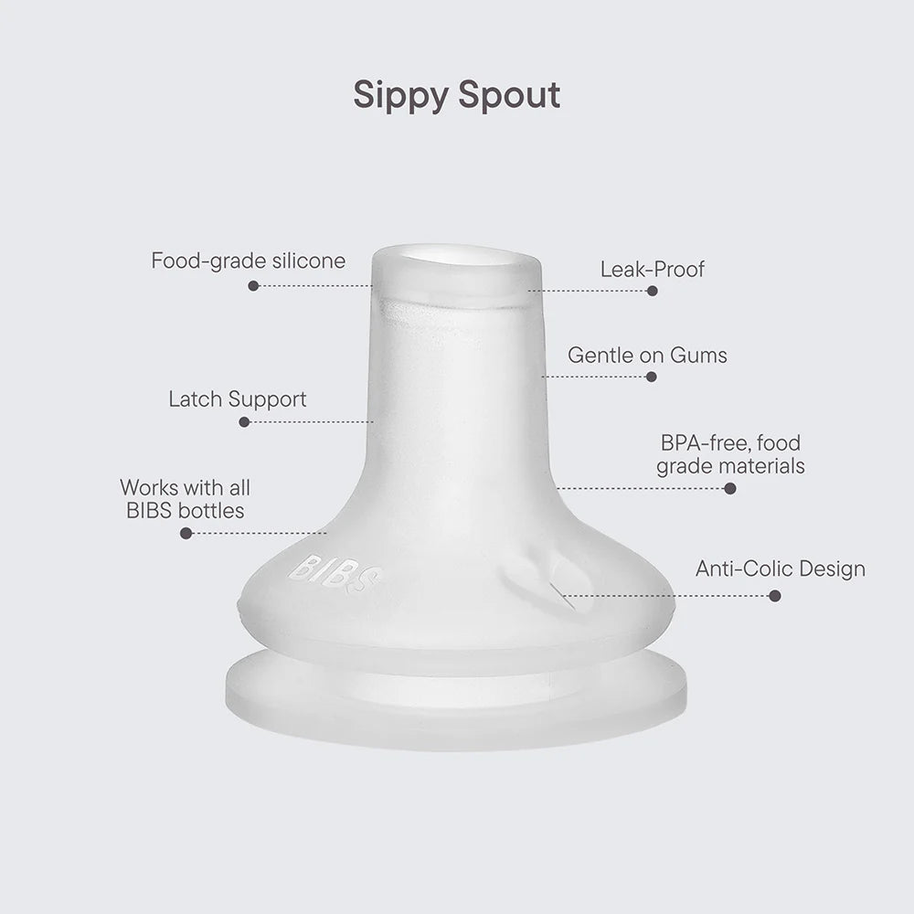 Gnash BIBS Baby Care silicone sippy spout nipples, 2-pack, designed for easy drinking and leak-proof feeding for babies.