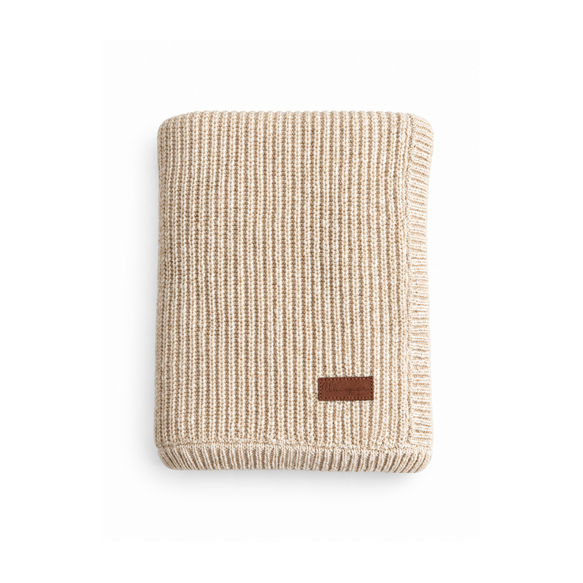 Cream Bubbadue Whisper Weighted Knitted Blanket, soft and cozy for comfort and relaxation.