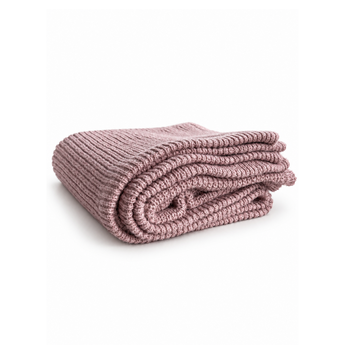 Dusty Lilac Whisper weighted knitted blanket by Bubbadue, soft and cozy for relaxing comfort.