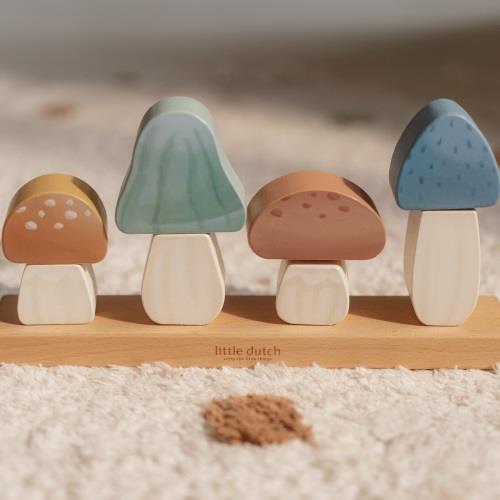 Little Dutch Wooden Mushroom Stacking Puzzle - Forest Friends