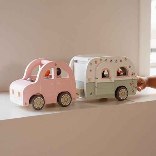 Little Dutch Wooden Toy Car with Caravan