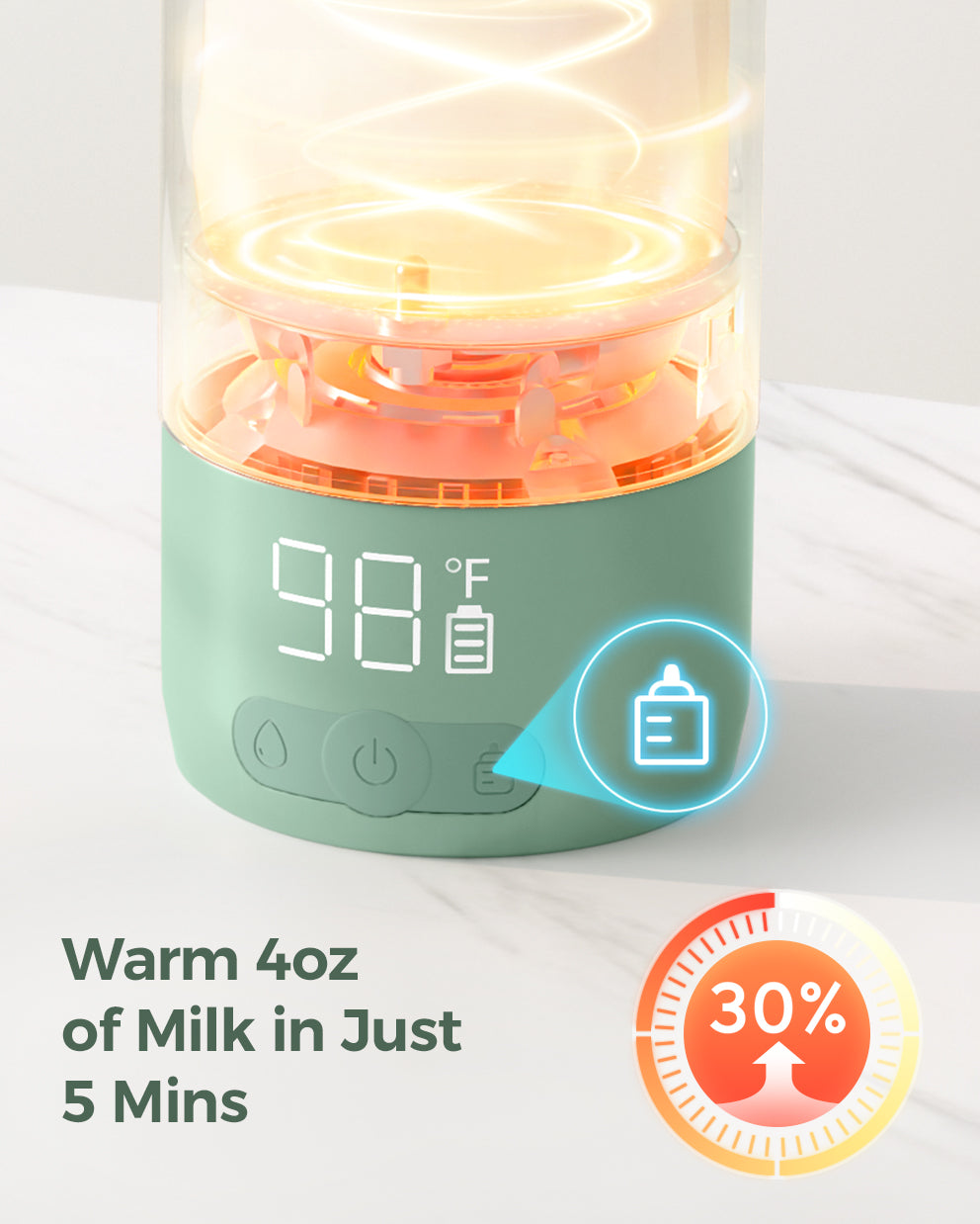 Momcozy portable warmer pouring warm water