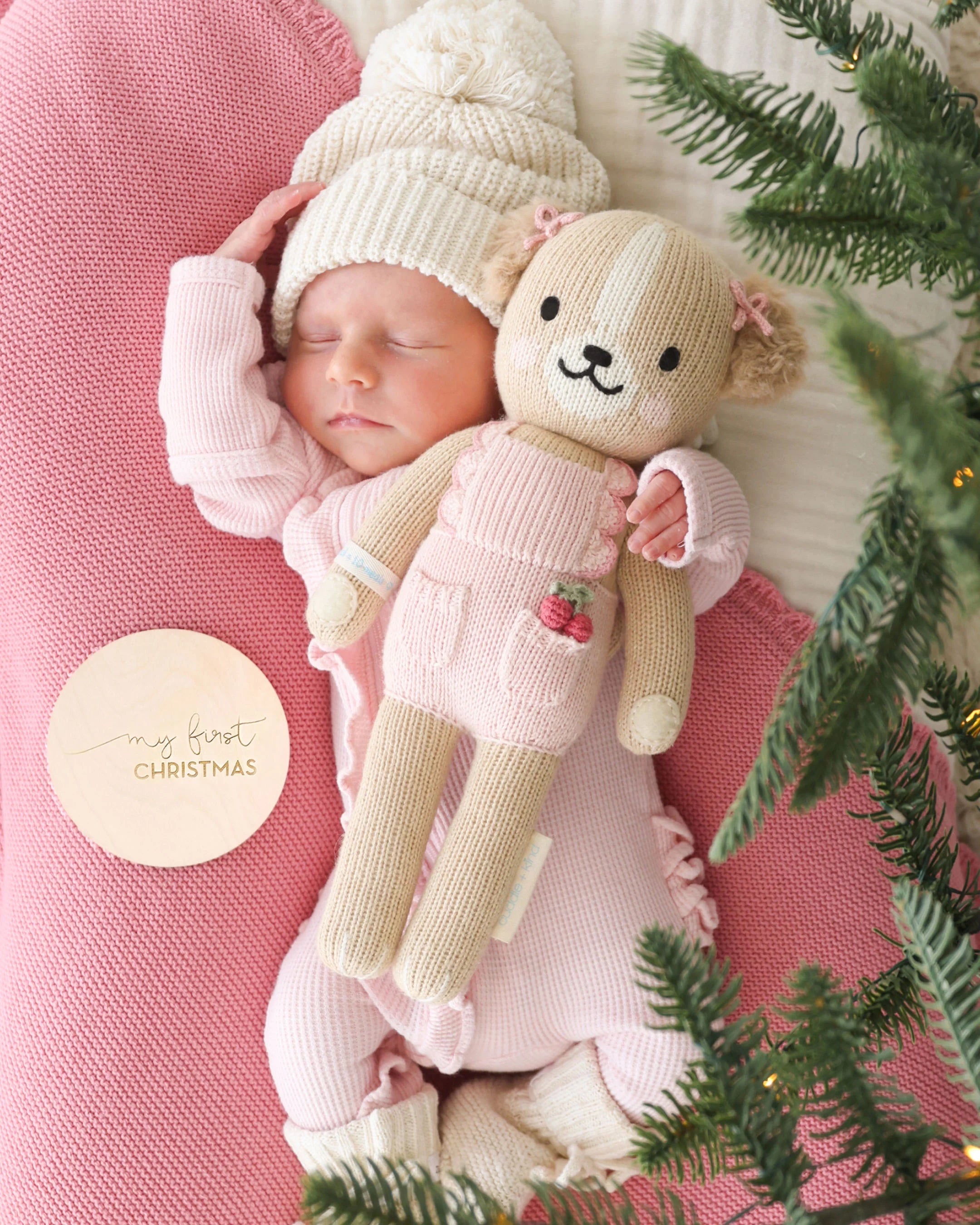 Soft cuddle toy of Nora the Golden Puppy by Cuddle + Kind, featuring plush golden fur and adorable puppy details.