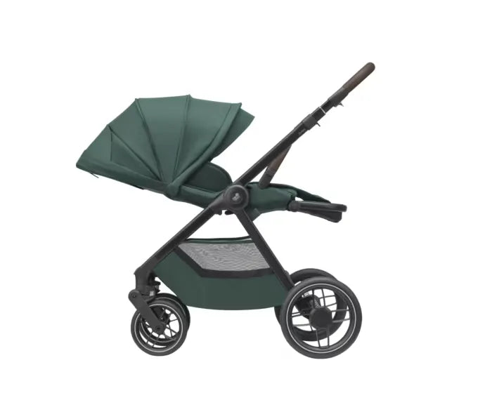 Oxford + Travel System: Oxford Stroller + Sense Carrycot + Pebble 360 Pro Car Seat + FamilyFix 360 Pro Slide Base - Twillic Green - Bubbadue