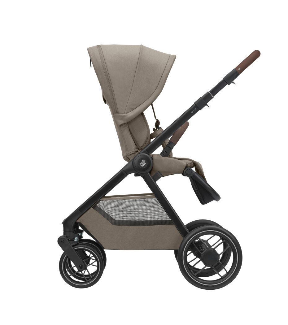 Oxford + Travel System: Oxford Stroller + Sense Carrycot + Pebble 360 Pro Car Seat + FamilyFix 360 Pro Slide Base - Twillic Truffle - Bubbadue