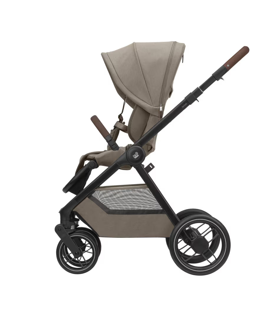 Oxford + Travel System: Oxford Stroller + Sense Carrycot + Pebble 360 Pro Car Seat + FamilyFix 360 Pro Slide Base - Twillic Truffle - Bubbadue