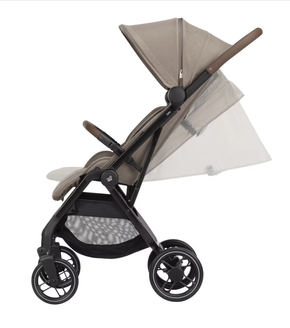 Maxi Cosi Soho Travel System with Truffle stroller, Pebble 360 Pro car seat, and FamilyFix 360 Pro Slide Base, compact and lie-flat.