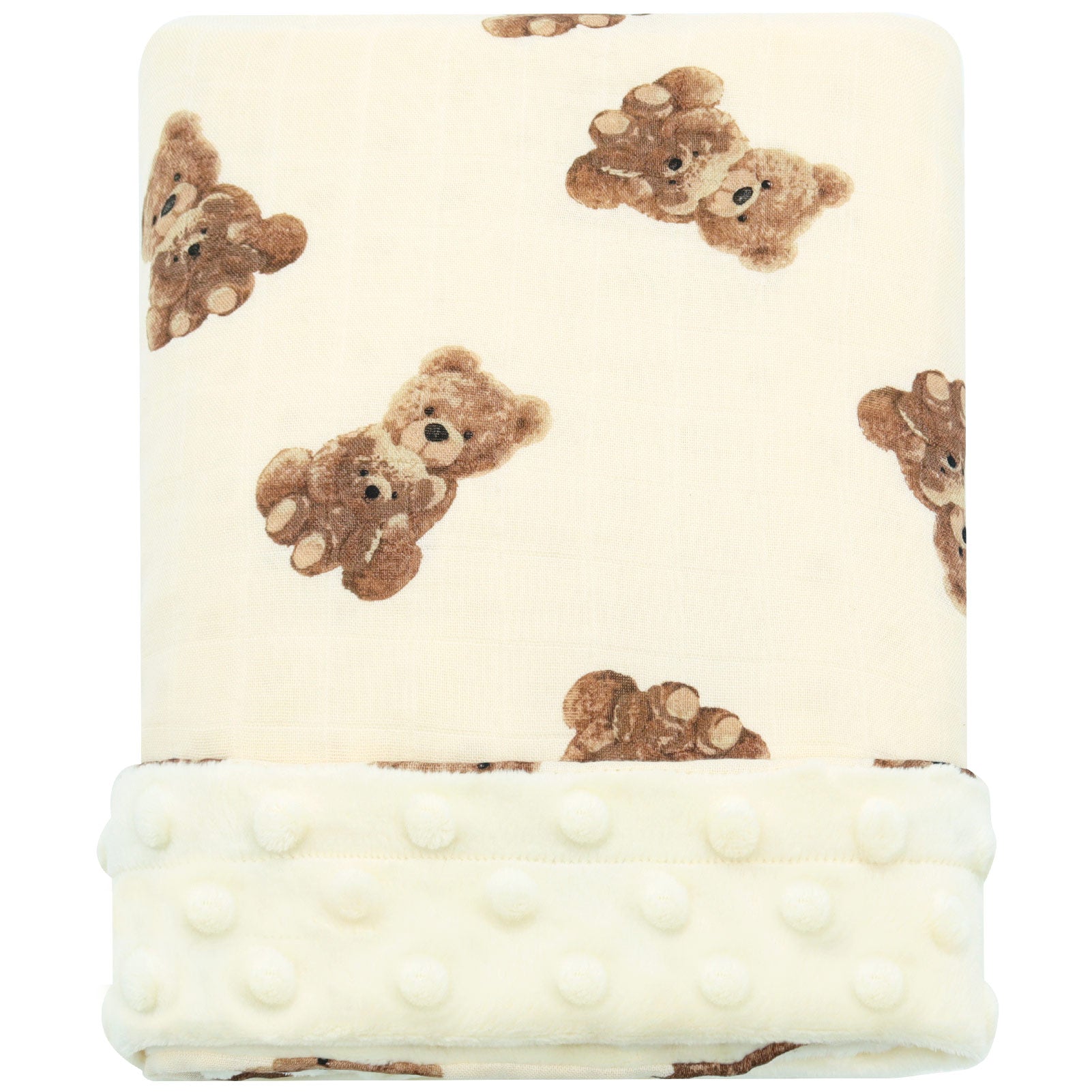 Teddy Snuggles - Baby Muslin Minky