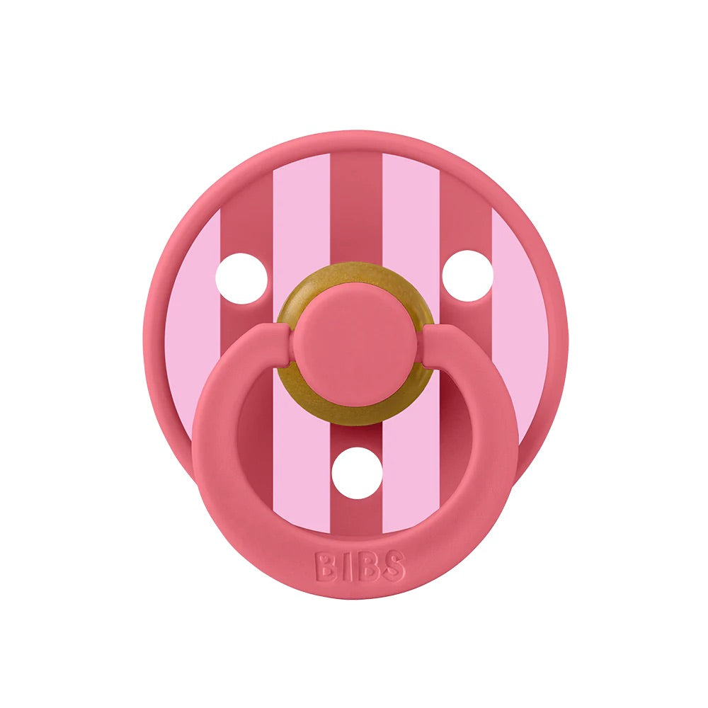 BIBS Studio Block Pacifiers / Dummies - Coral/Baby Pink