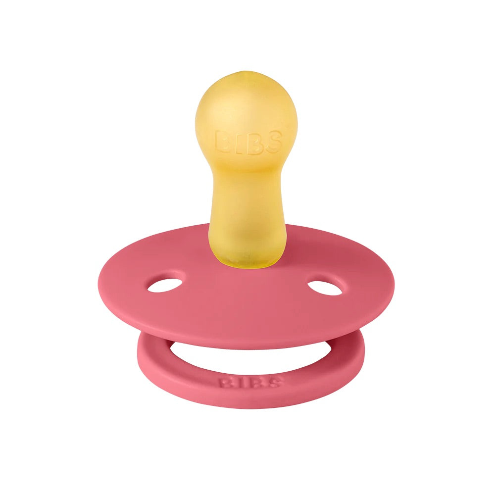 BIBS Studio Block Pacifiers / Dummies - Coral/Baby Pink