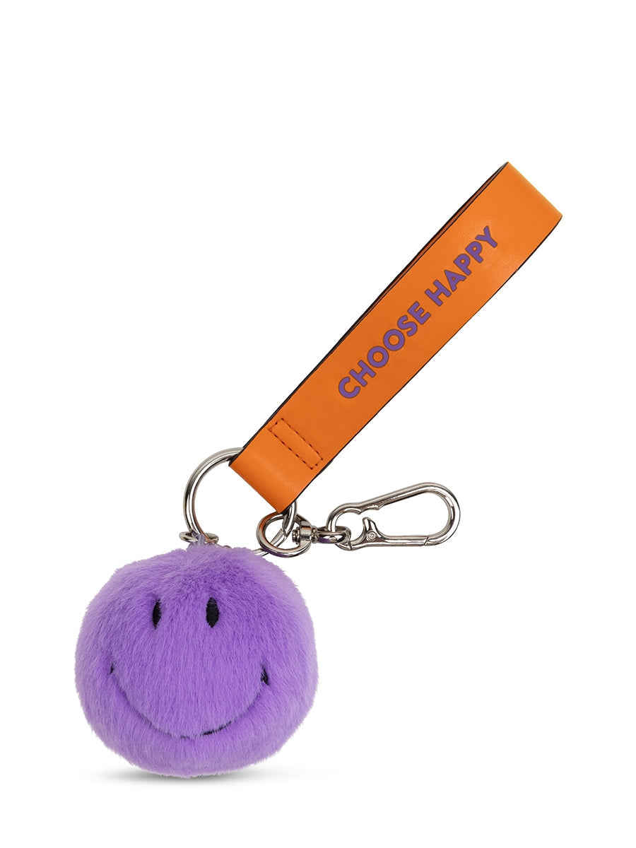 Smiley ECO Fuzzy Bag Charm (7cm) - Dark Purple