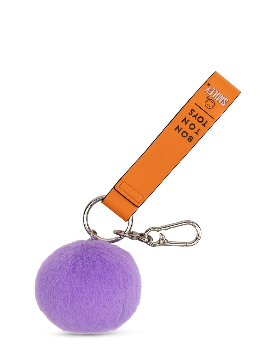 Smiley ECO Fuzzy Bag Charm (7cm) - Dark Purple