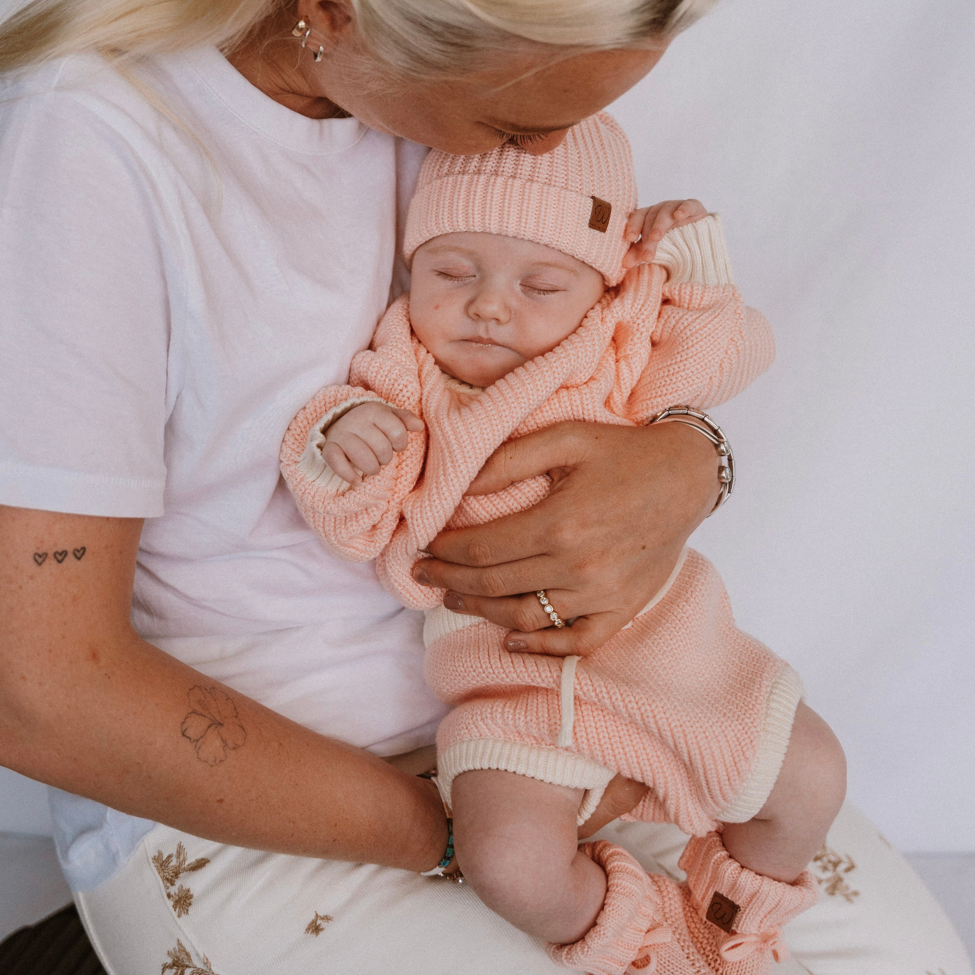 Knitted Jersey & Bloomer Set (0-6 Months) - Pink