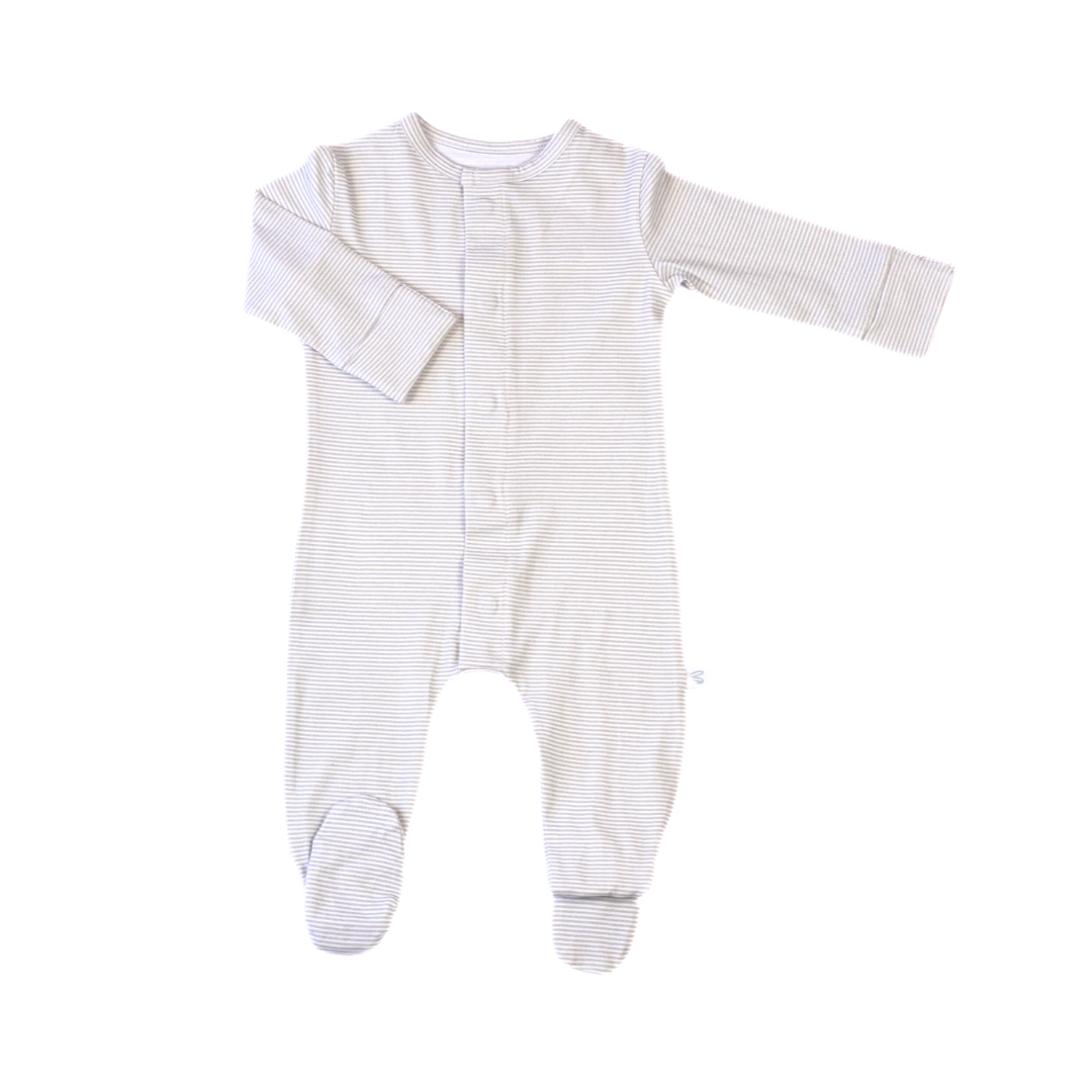 Magnetic Baby Romper - Oat Striped - Bubbadue