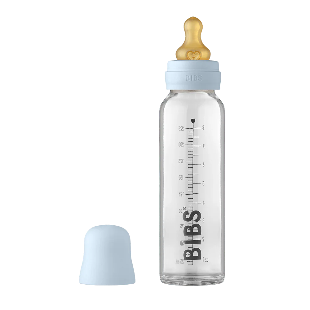 BIBS Baby Glass Bottle Complete Set 225ml - Baby Blue