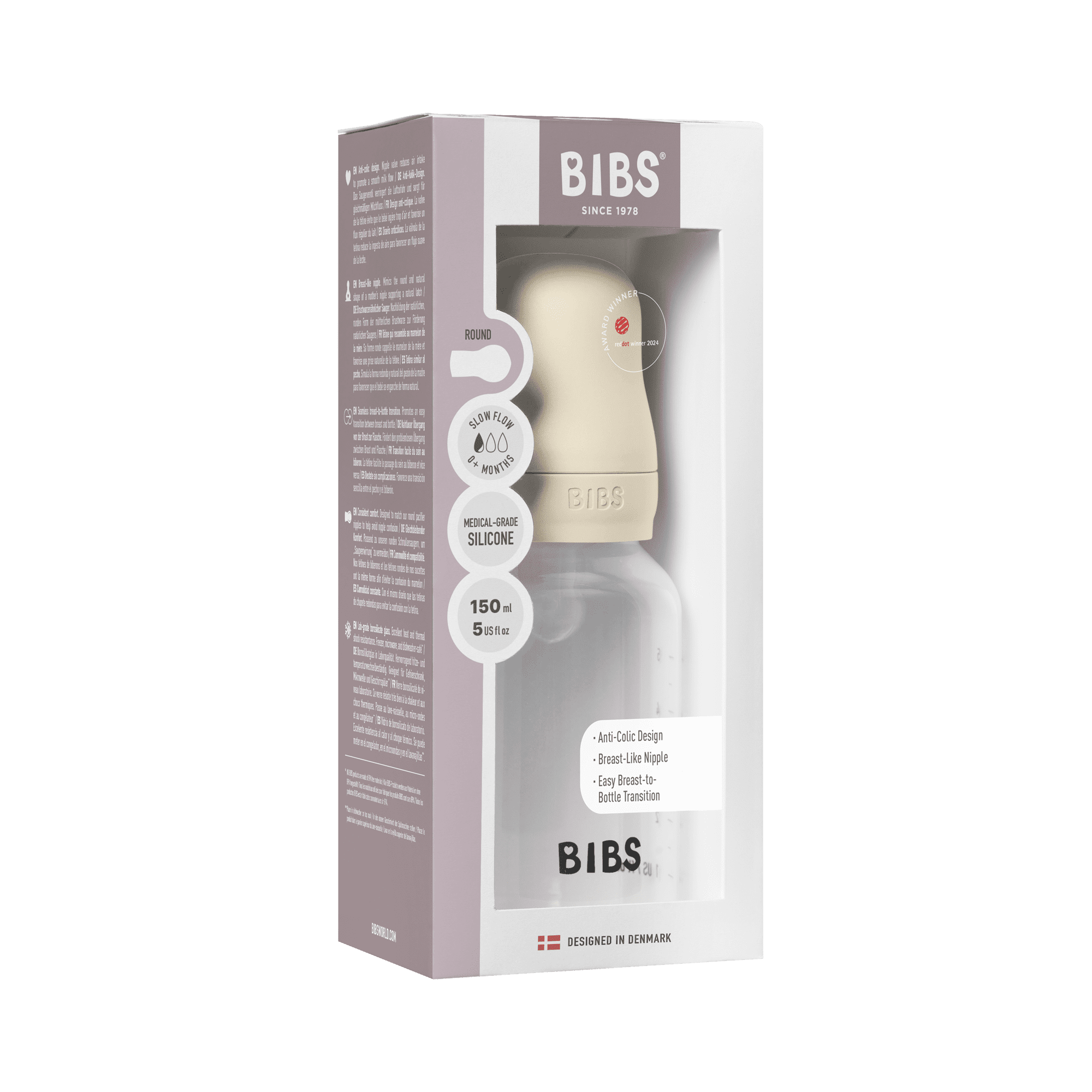 BIBS Baby Bottle Complete Set 150ml Silicone - Ivory