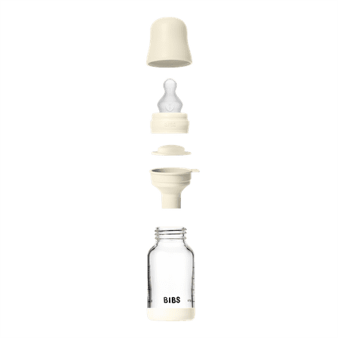 BIBS Glass Baby Bottle 120ml Silicone - Ivory