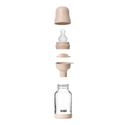 BIBS Glass Baby Bottle 120ml Silicone - Blush