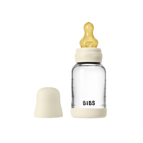 BIBS Glass Baby Bottle 120ml Latex - Ivory