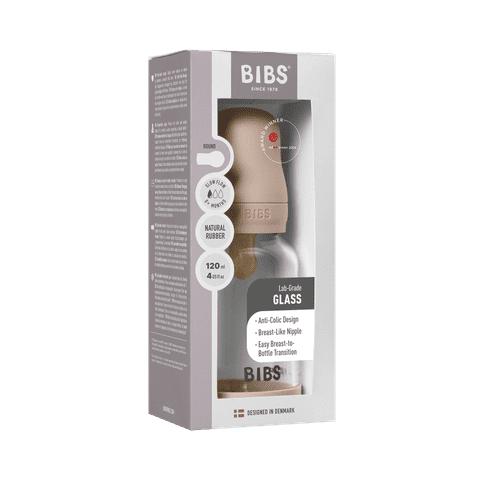 BIBS Glass Baby Bottle 120ml Latex - Blush