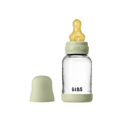 BIBS Glass Baby Bottle 120ml Latex - Sage