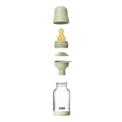 BIBS Glass Baby Bottle 120ml Latex - Sage