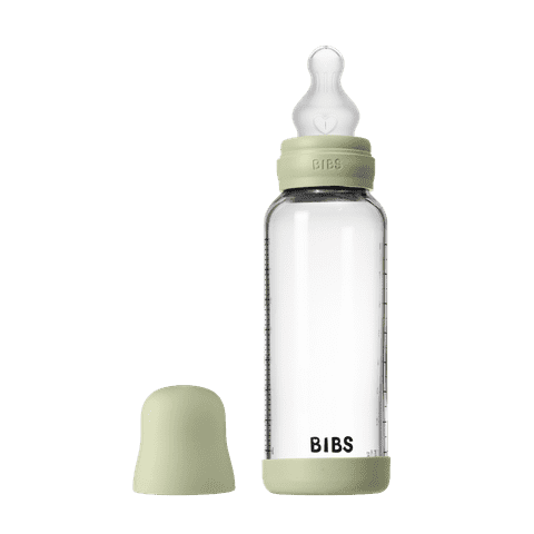 BIBS Glass Baby Bottle 240ml Silicone - Sage