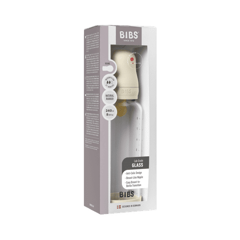BIBS Glass Baby Bottle 240ml Latex - Ivory