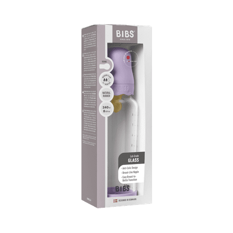 BIBS Boheme Glass Baby Bottle 240ml Latex - Violet Sky