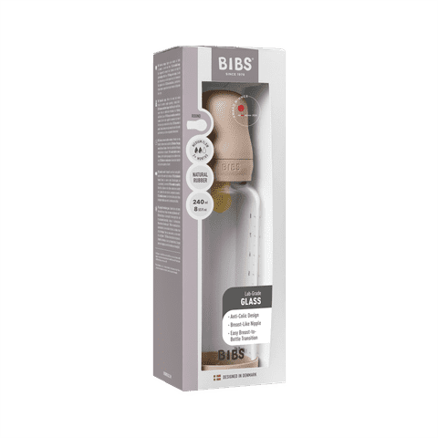 BIBS Glass Baby Bottle 240ml Latex - Blush