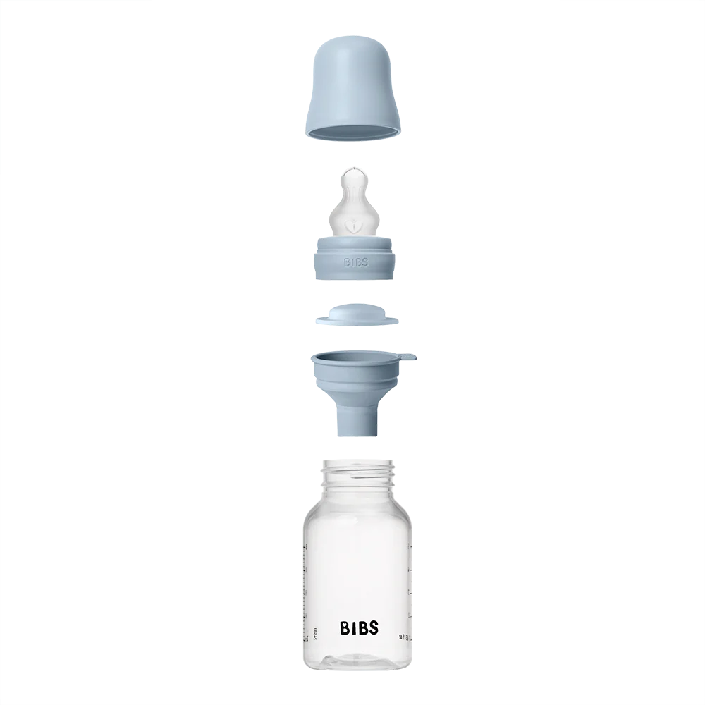 BIBS Baby Bottle Complete Set 150ml Silicone - Baby Blue