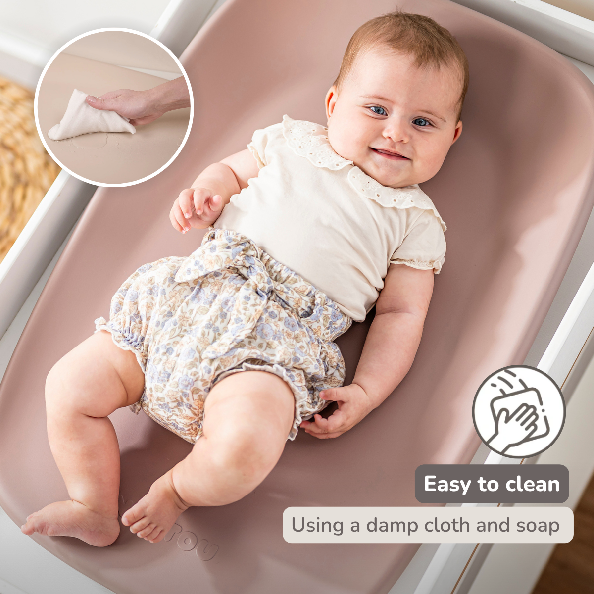 Nattou Softy Changing Pad - Dusty Pink