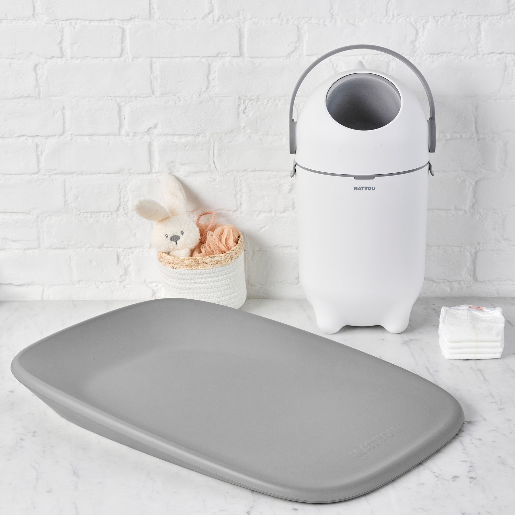 Nattou Dropy Nappy Bin - White