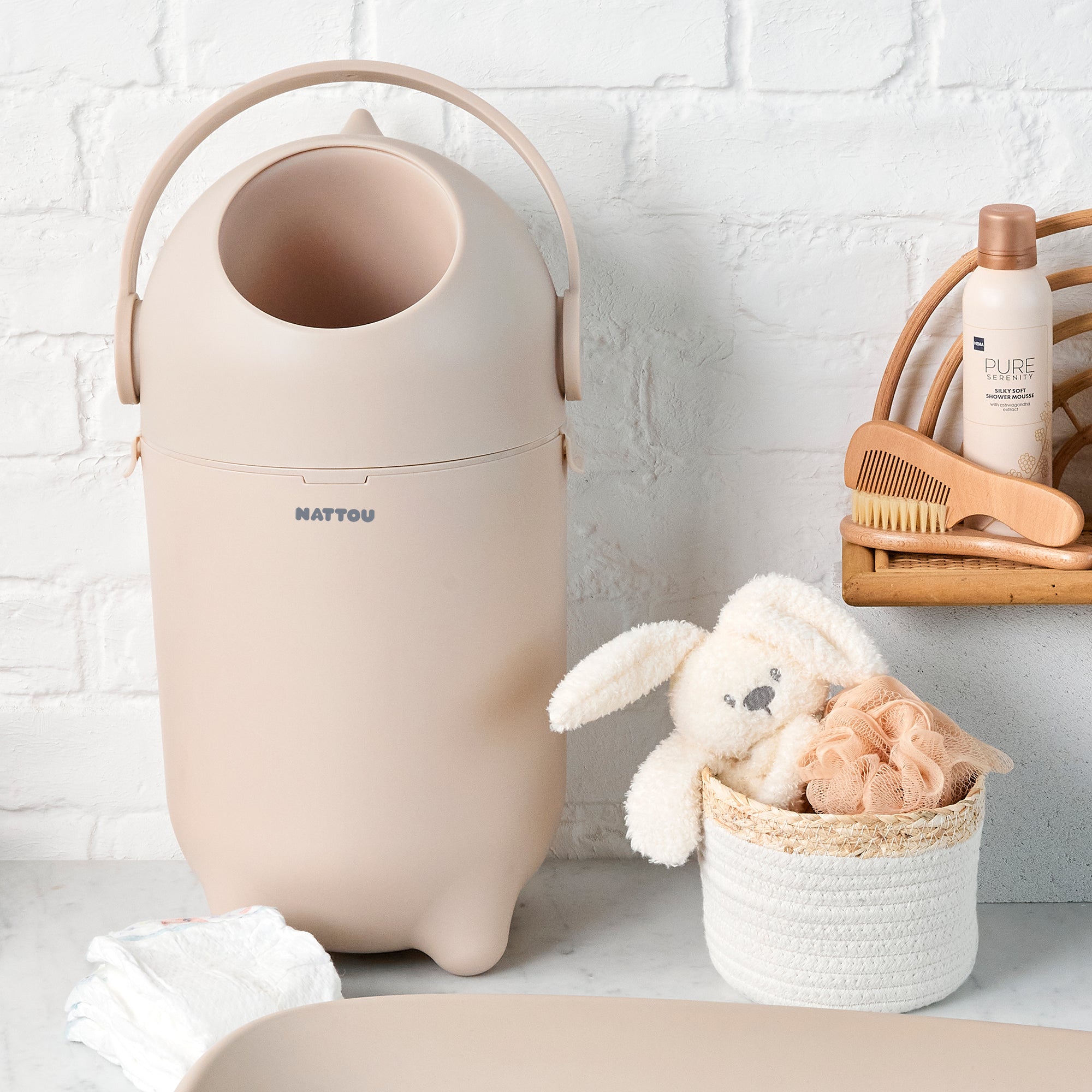 Nattou Dropy Nappy Bin - Beige