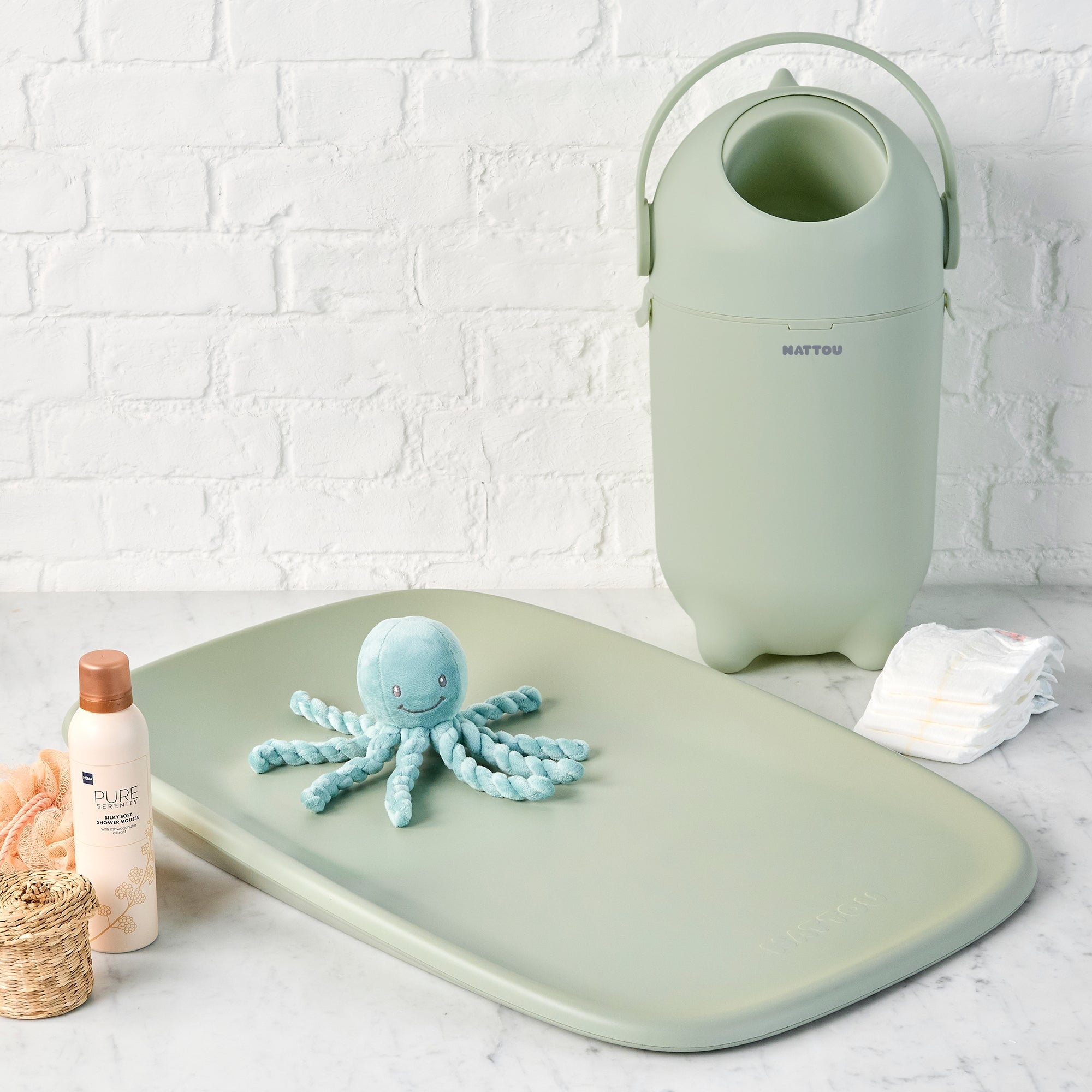 Nattou Dropy Nappy Bin - Green