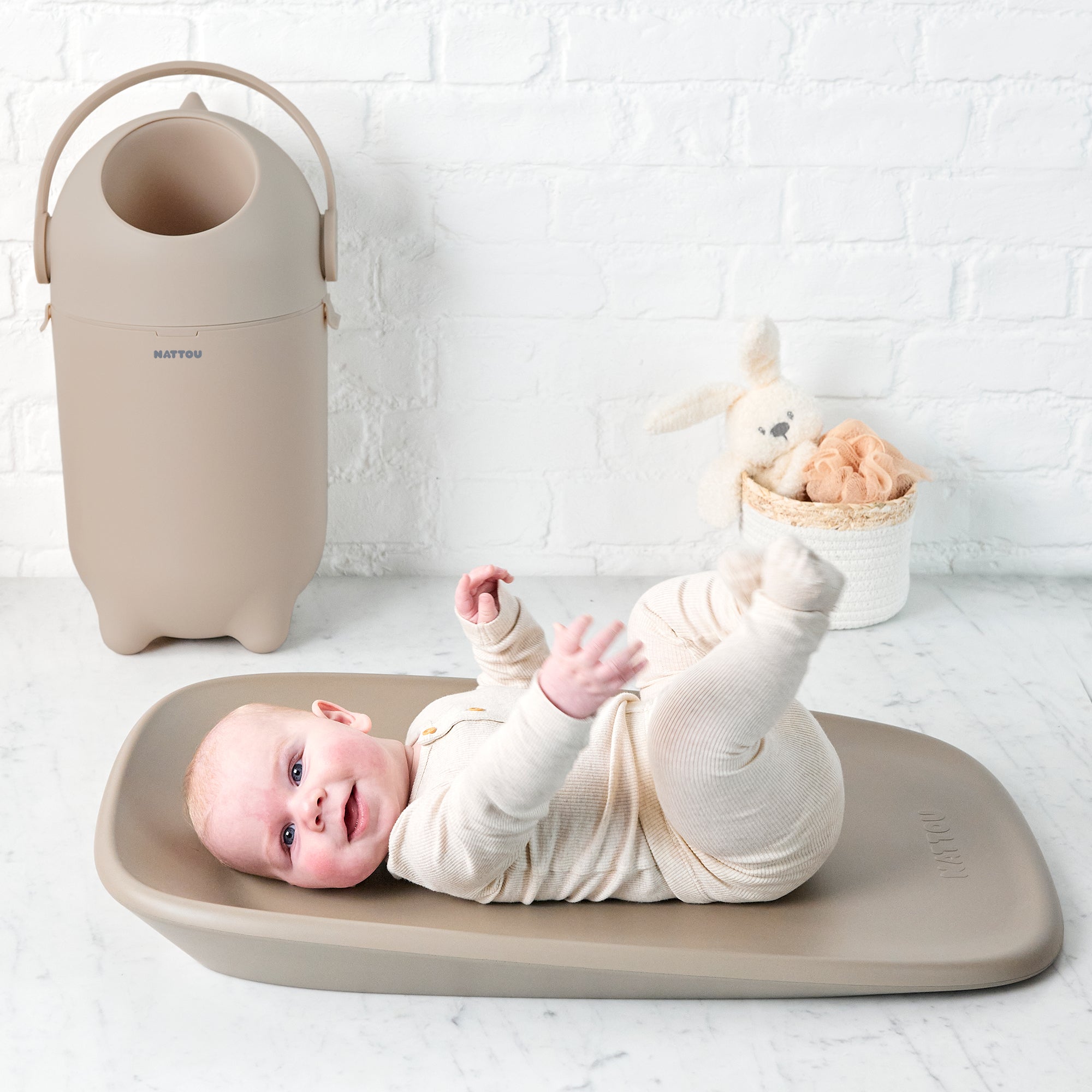 Nattou Dropy Nappy Bin - Taupe
