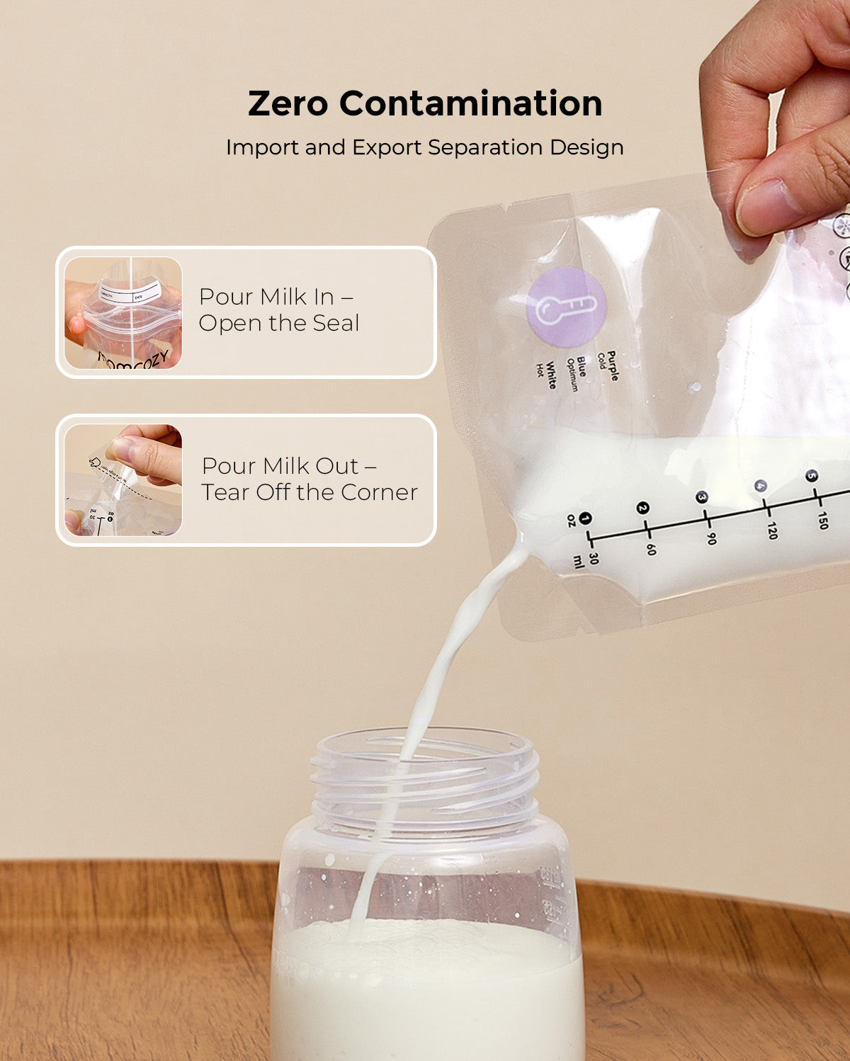 Momcozy storage bags flat freeze design