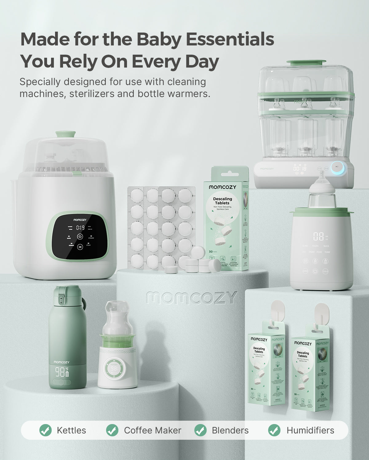Momcozy descaling tablets with KleanPal Pro