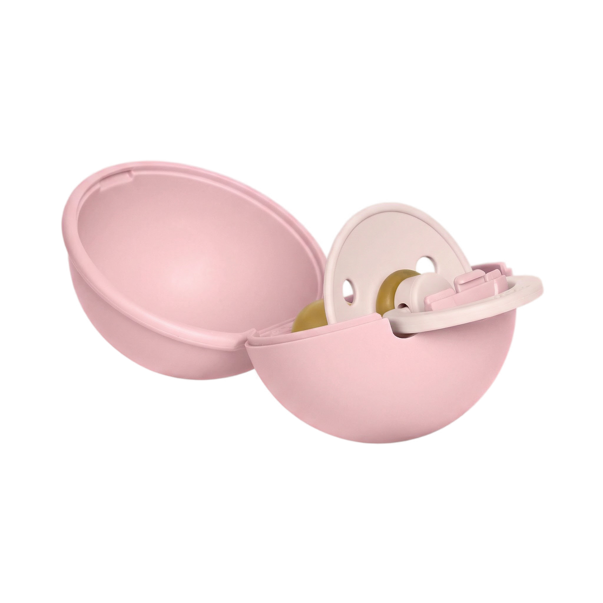Pink BIBS Colour Pacifier with matching Baby Pink pacifier case by Gnash, compact and stylish accessories for infants.