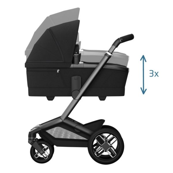 Fame Travel System: Fame Stroller + Pebble 360 Pro Car Seat + Fame Carrycot - Black - Bubbadue