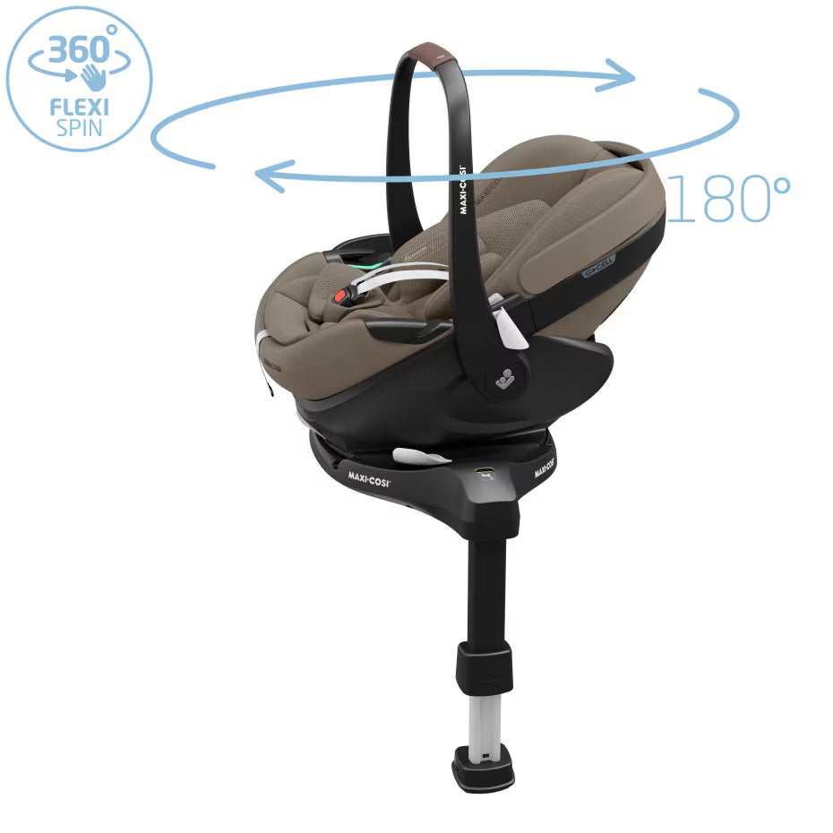 Soho Travel System: Soho Stroller + Sense Carrycot + Pebble 360 Pro Car Seat + FamilyFix 360 Pro Slide Base - Truffle - Bubbadue