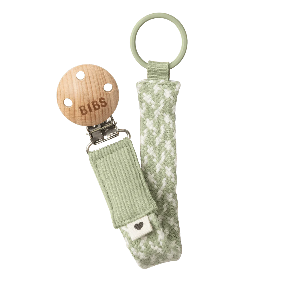 BIBS Pacifier Clip Braid - Sage/Ivory - Bubbadue