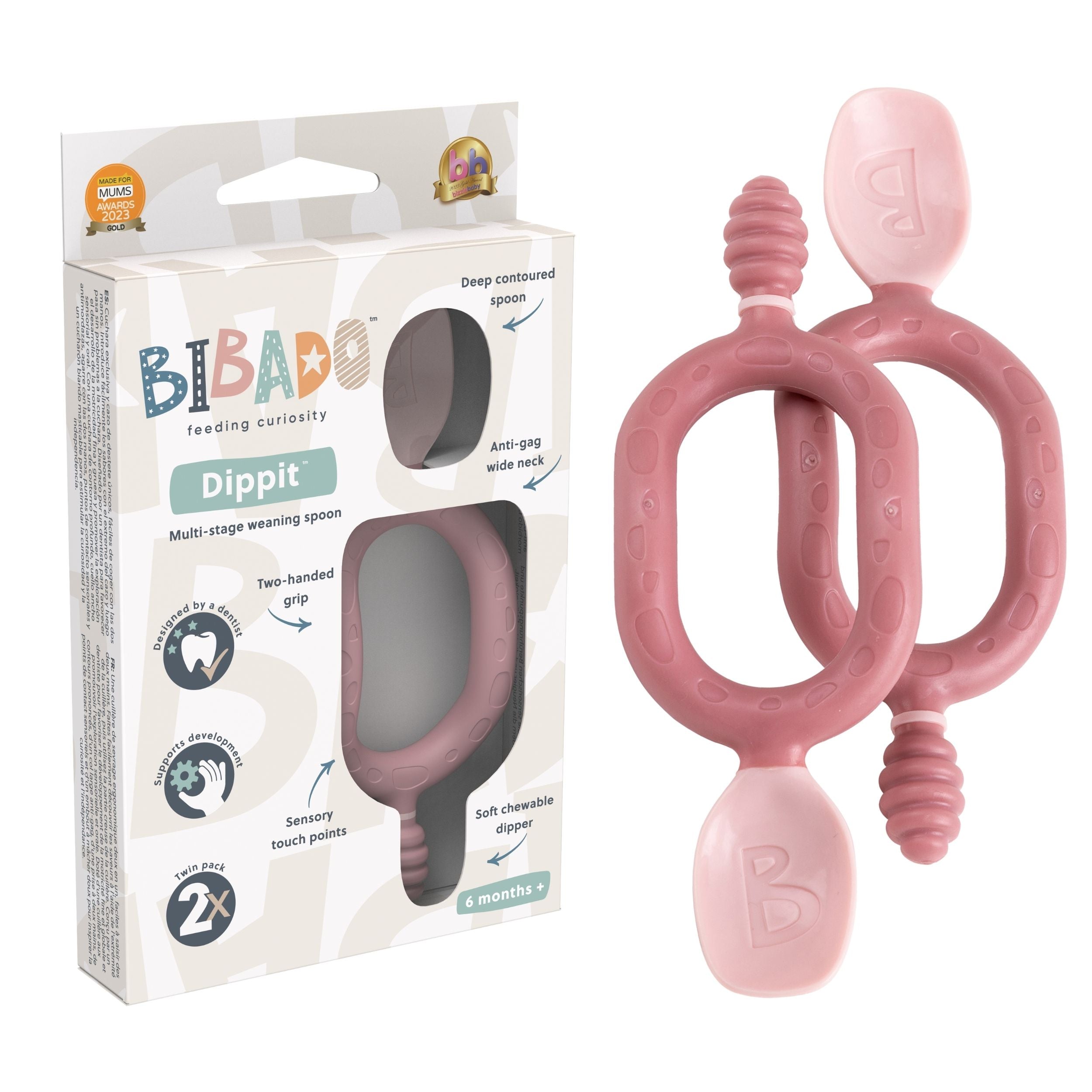 Bibado Full Starter Kit in blush, including bib, apron, and accessories for baby feeding protection and comfort.