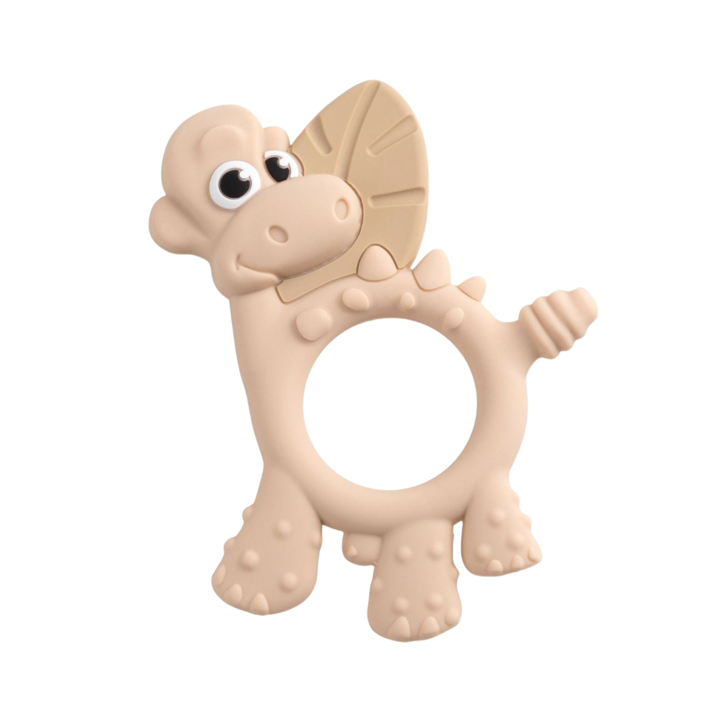 Bibado Sensory Teether Dotty the Dinosaur Fawn with textured surface and colorful design for soothing teething relief.