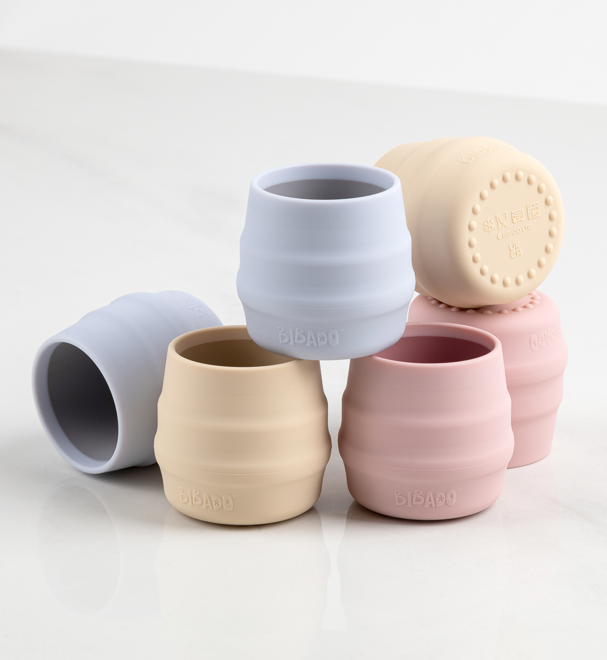 Bibado Sippit Cup 2-pack in mist color, featuring spill-proof design and ergonomic handles for toddlers.