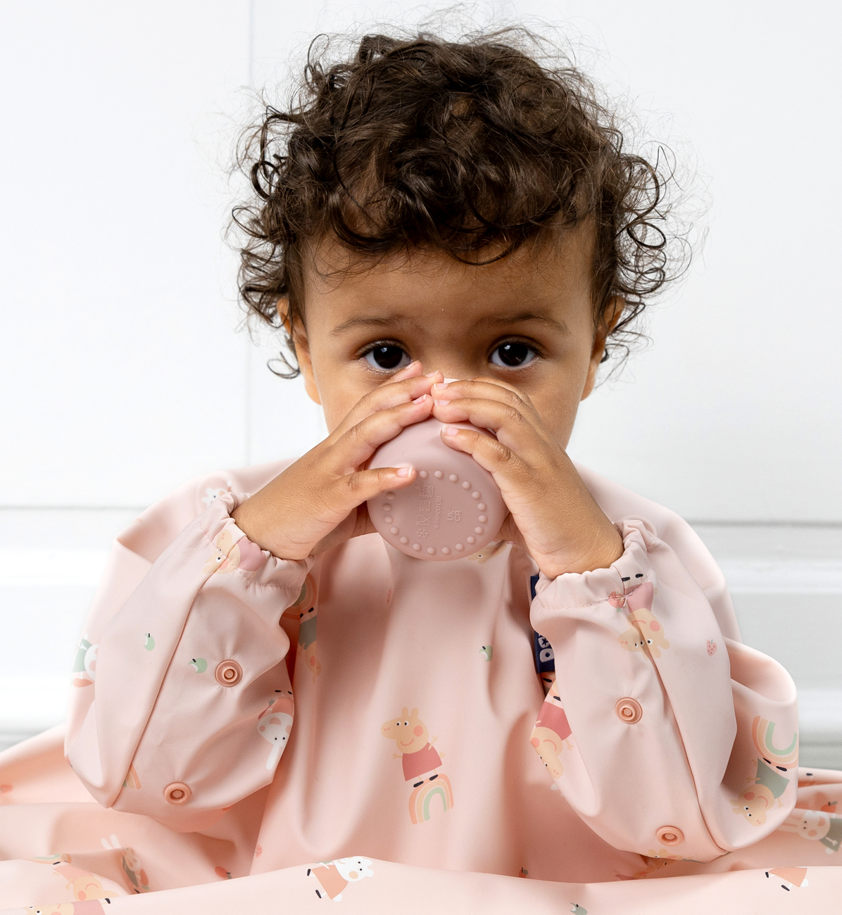 Bibado Sippit Cup 2-pack in blush color, toddler-friendly spill-proof cups with easy-to-hold design for young children.