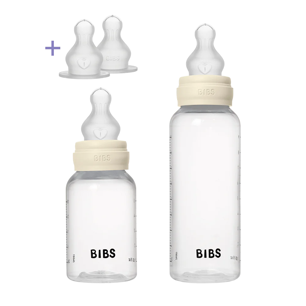 BIBS Baby Bottle Grow and Flow set 150ml/270ml Silicone - Ivory