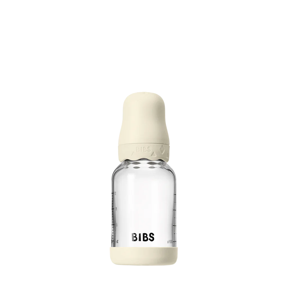 BIBS Boheme Glass Baby Bottle 120ml Latex - Ivory - Bubbadue