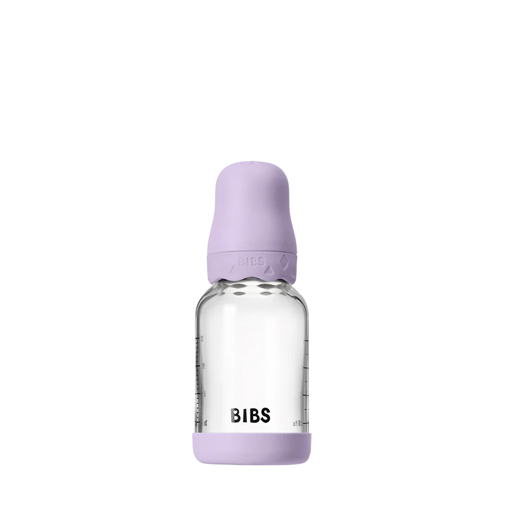 BIBS Boheme Glass Baby Bottle 120ml Latex - Violet Sky - Bubbadue