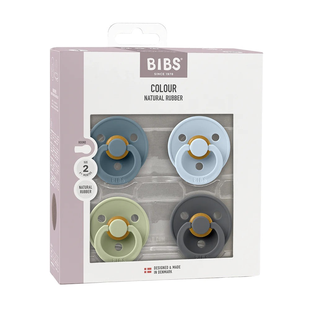 BIBS Colour Pacifiers / Dummies 4 Pack - Petrol/Sage/Baby Blue/Iron